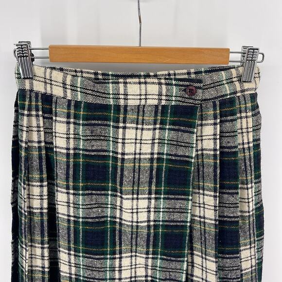 Vintage Lasting Impressions wool (?) plaid pleated wrap academic midi skirt - Picture 2 of 6